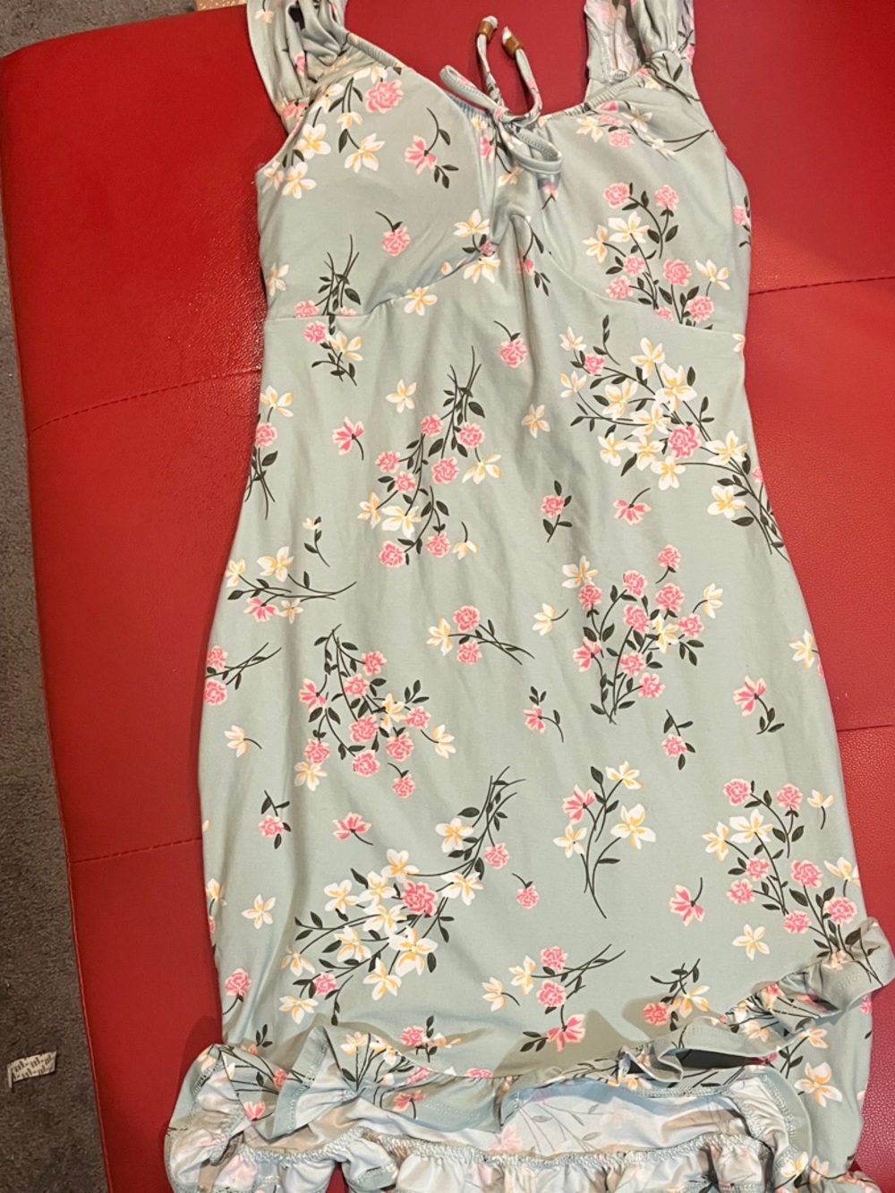 Girls' Mint Green Floral Ruffle Dress